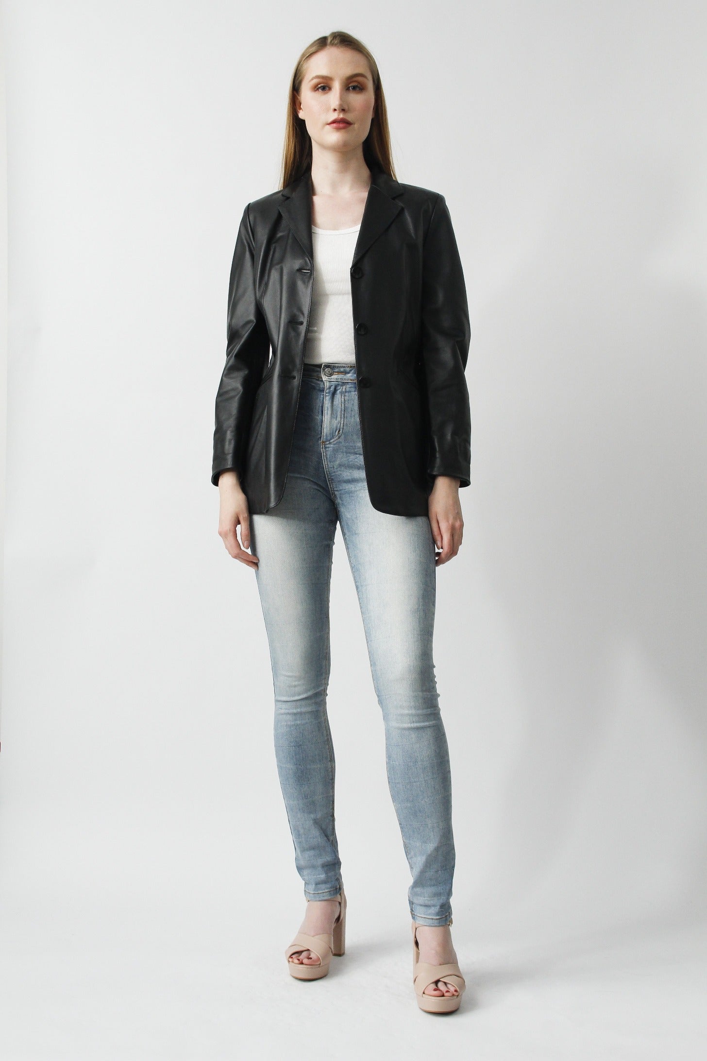 Lederblazer tailliert Clearance